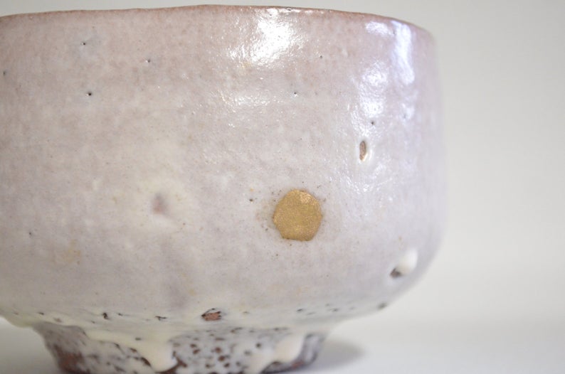 Ash glazed bowl 4612, real gold, kintsugi repair - Image 5